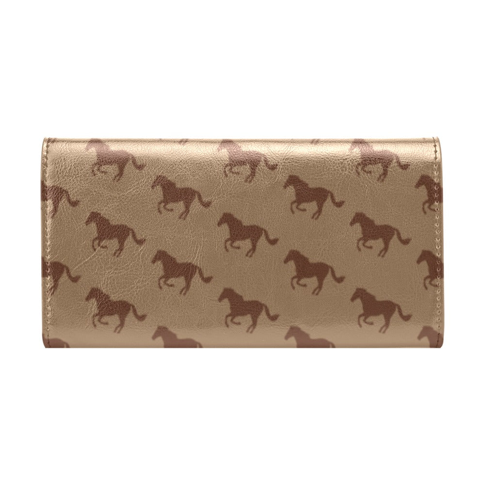 Horse Brown Print Design LKS307 Women's Trifold Wallet