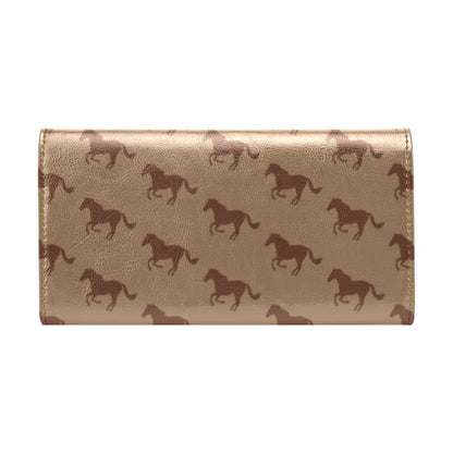 Horse Brown Print Design LKS307 Women's Trifold Wallet