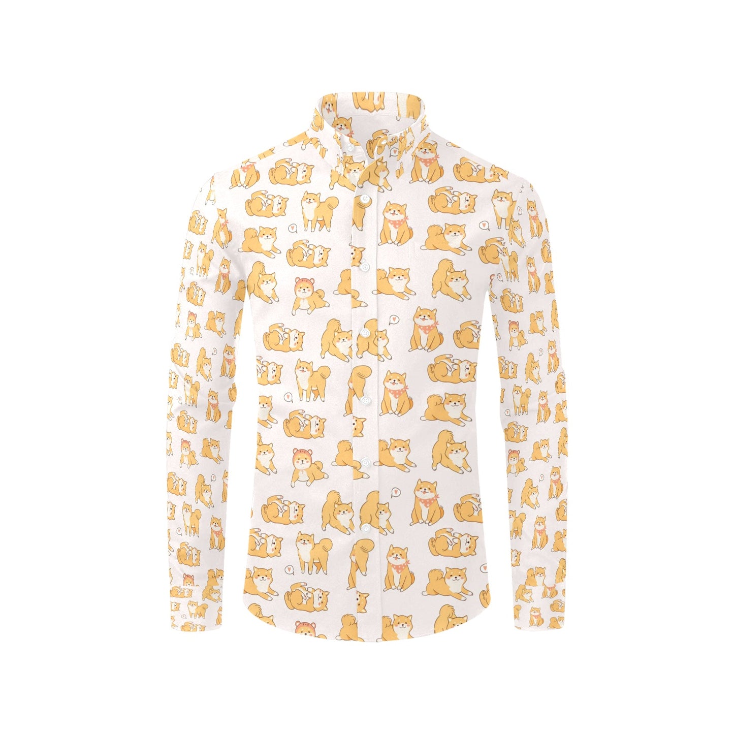Shiba Inu Print Design LKS308 Men's Long Sleeve Dress Shirt