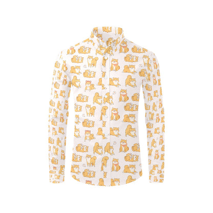 Shiba Inu Print Design LKS308 Men's Long Sleeve Dress Shirt