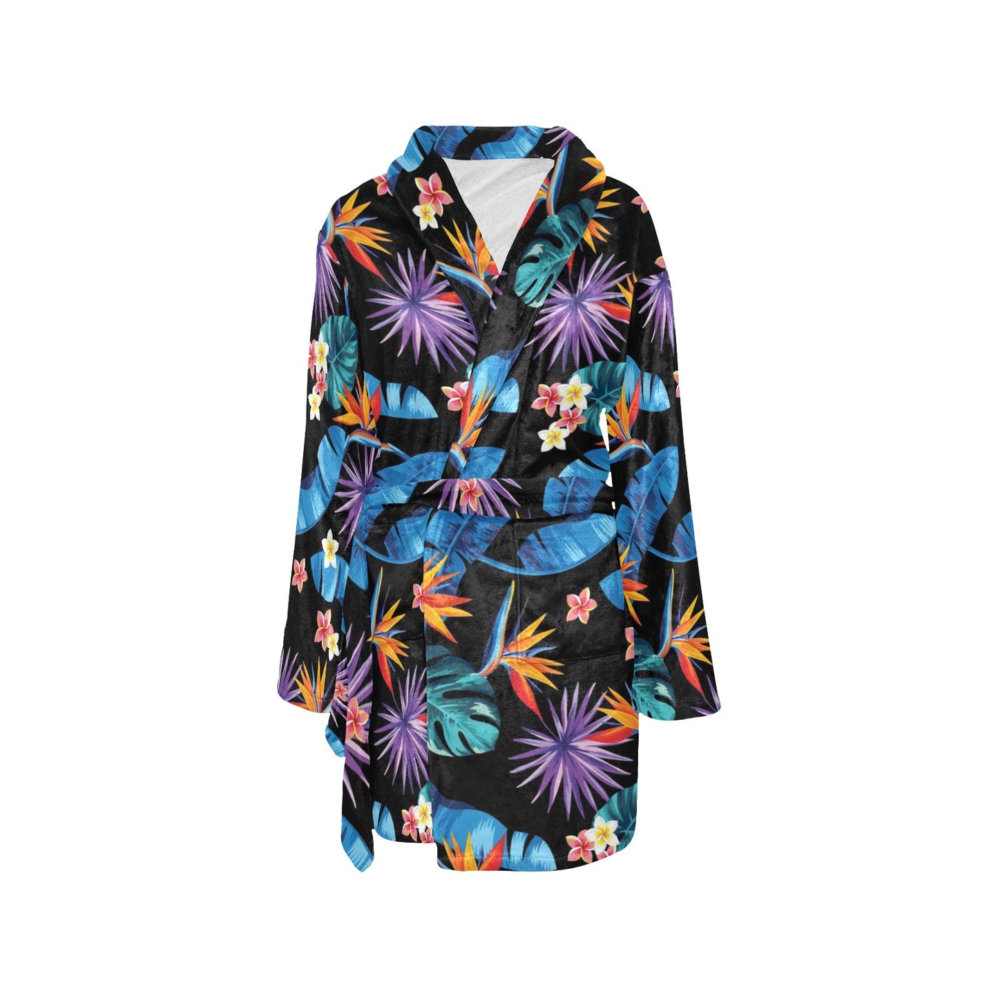 Tropical Flower Pattern Print Design TF018 Women's Fleece Robe