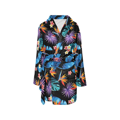 Tropical Flower Pattern Print Design TF018 Women's Fleece Robe