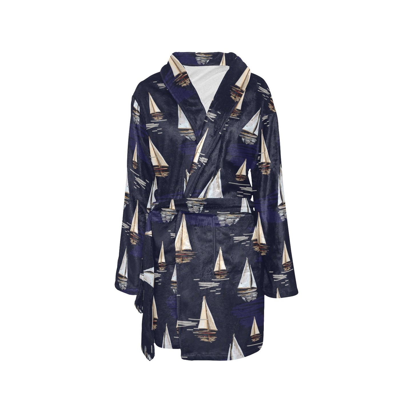 Sailing Ships Pattern Print Design A05 Women's Fleece Robe