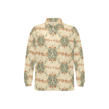 Leo Pattern Print Design 02 Long Sleeve Polo Shirt For Men's