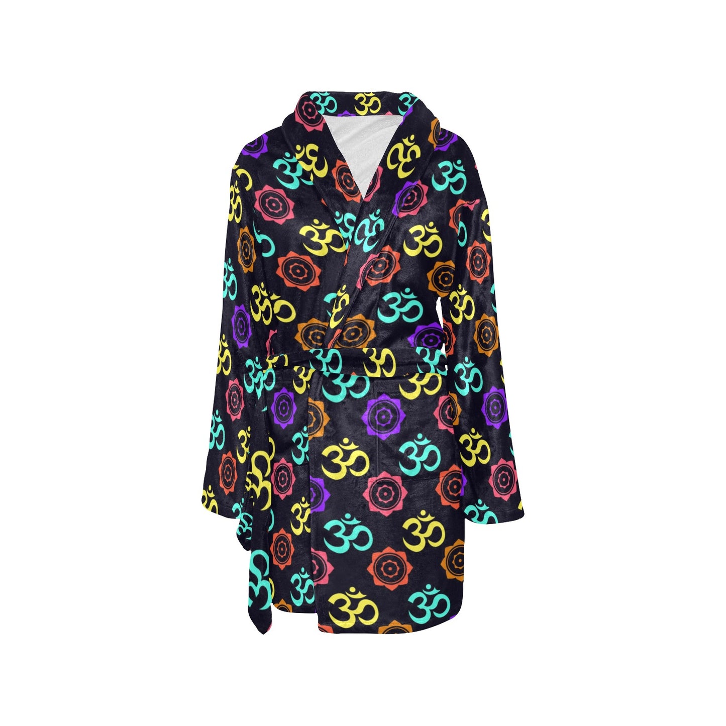 Chakra OM Print Pattern Women's Fleece Robe