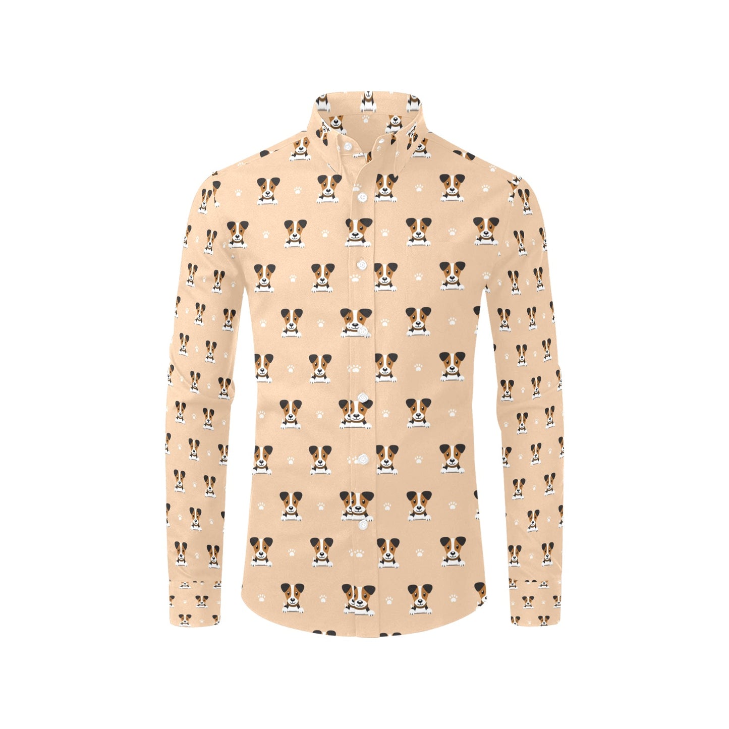 Russell Terriers Print Design LKS3011 Men's Long Sleeve Dress Shirt