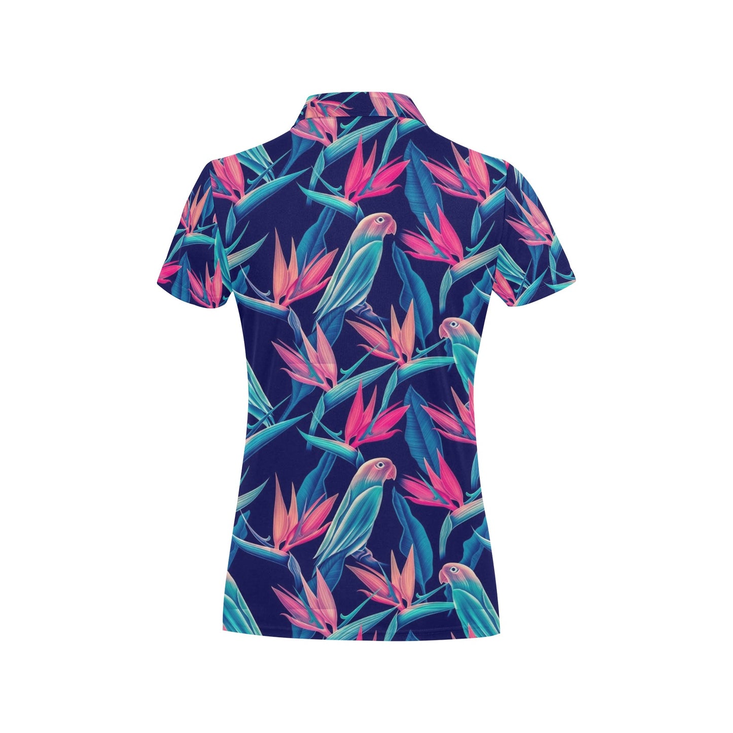 Tropical Flower Pattern Print Design TF024 Women's Polo Shirt
