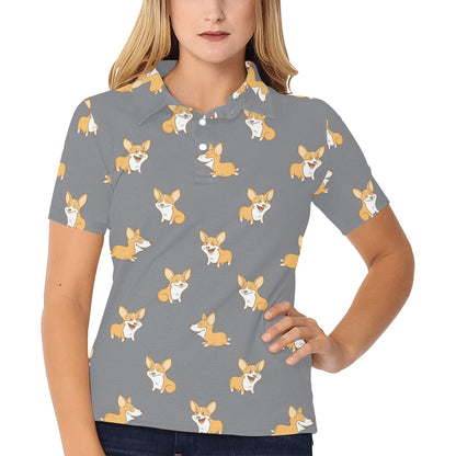 Pembroke Welsh Corgis Pattern Print Design A02 Women's Polo Shirt