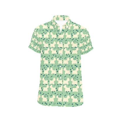 Scottish Terriers Print Design LKS302 Men Short Sleeve Button Up Shirt