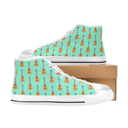 Acoustic Guitar Print Design LKS403 Men's High Top Canvas Shoes