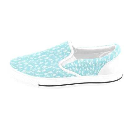 Sweet Pea Print Design LKS302 White Slip Ons Canvas Women's Shoes