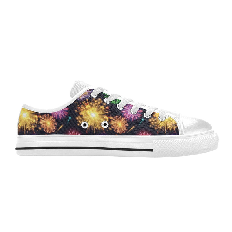 Firework Print Design LKS305 Women's White Low Top Shoes