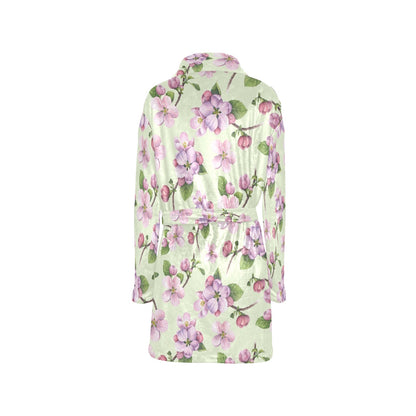 Apple blossom Pattern Print Design AB05 Women's Fleece Robe