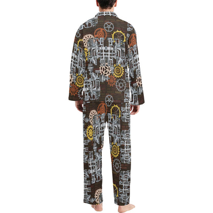 Mechanic Pattern Print Design 04 Men's Long Pajama Set