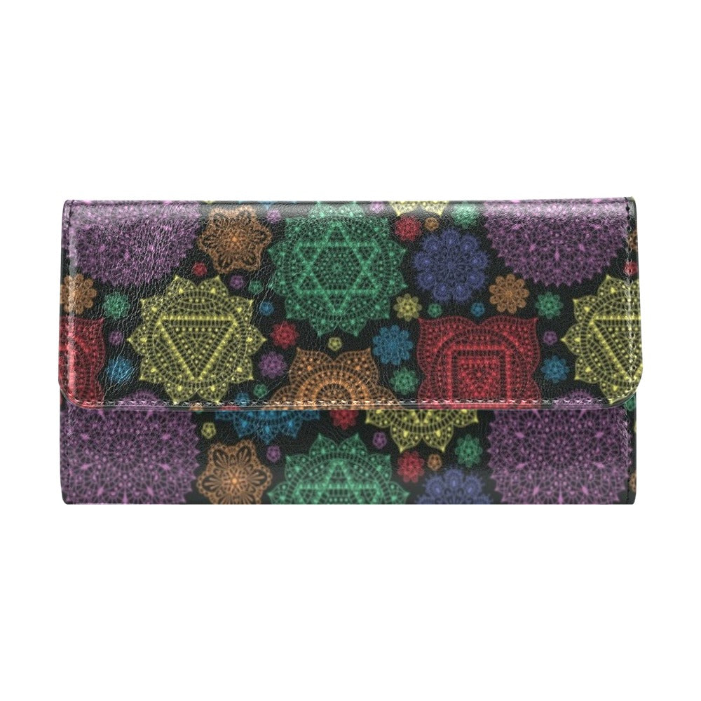 Chakra Mandala Print Pattern Women's Trifold Wallet