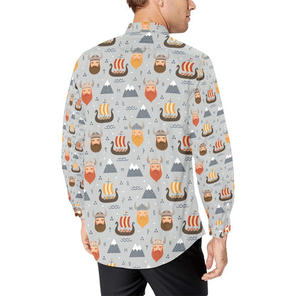 Vikings Print Design LKS307 Men's Long Sleeve Dress Shirt