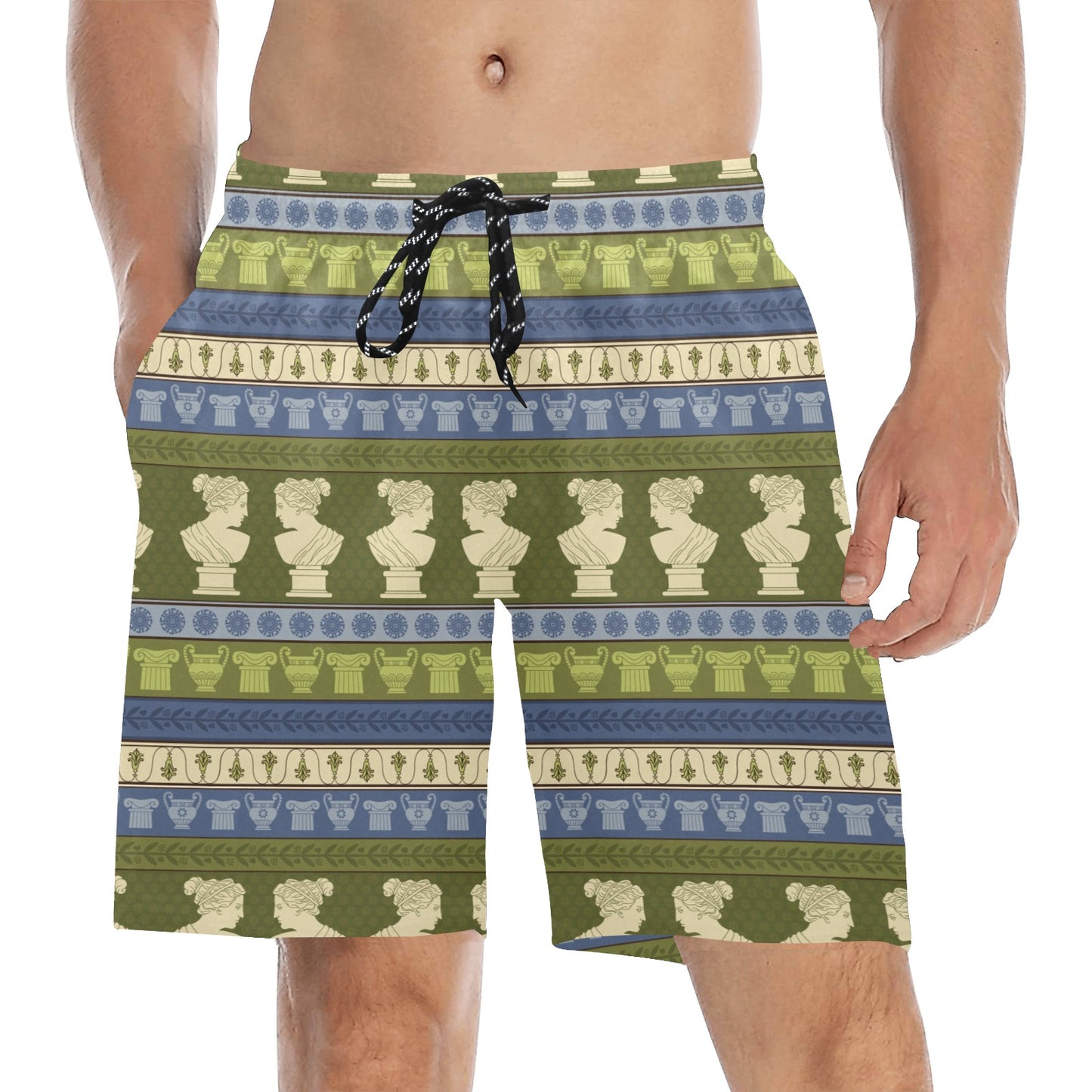Ancient Greek Statue Print Design LKS301 Men's Swim Trunks Beach Shorts
