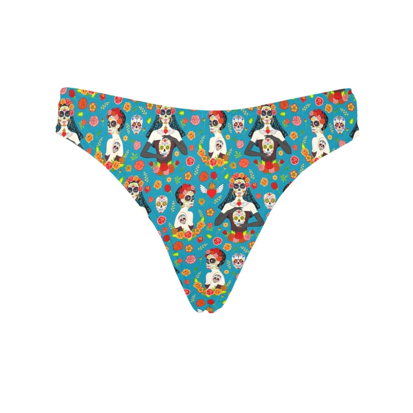 Day of the Dead Old School Girl Design Women's Thongs