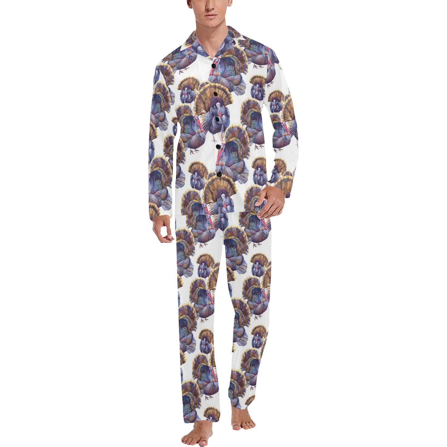 Turkey Pattern Print Design 01 Men's Long Pajama Set