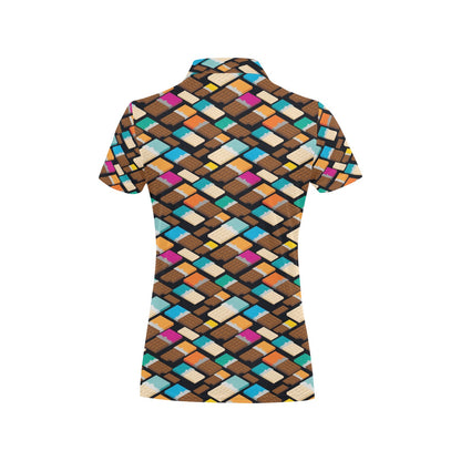 Chocolate Pattern Print Design 02 Women's Polo Shirt