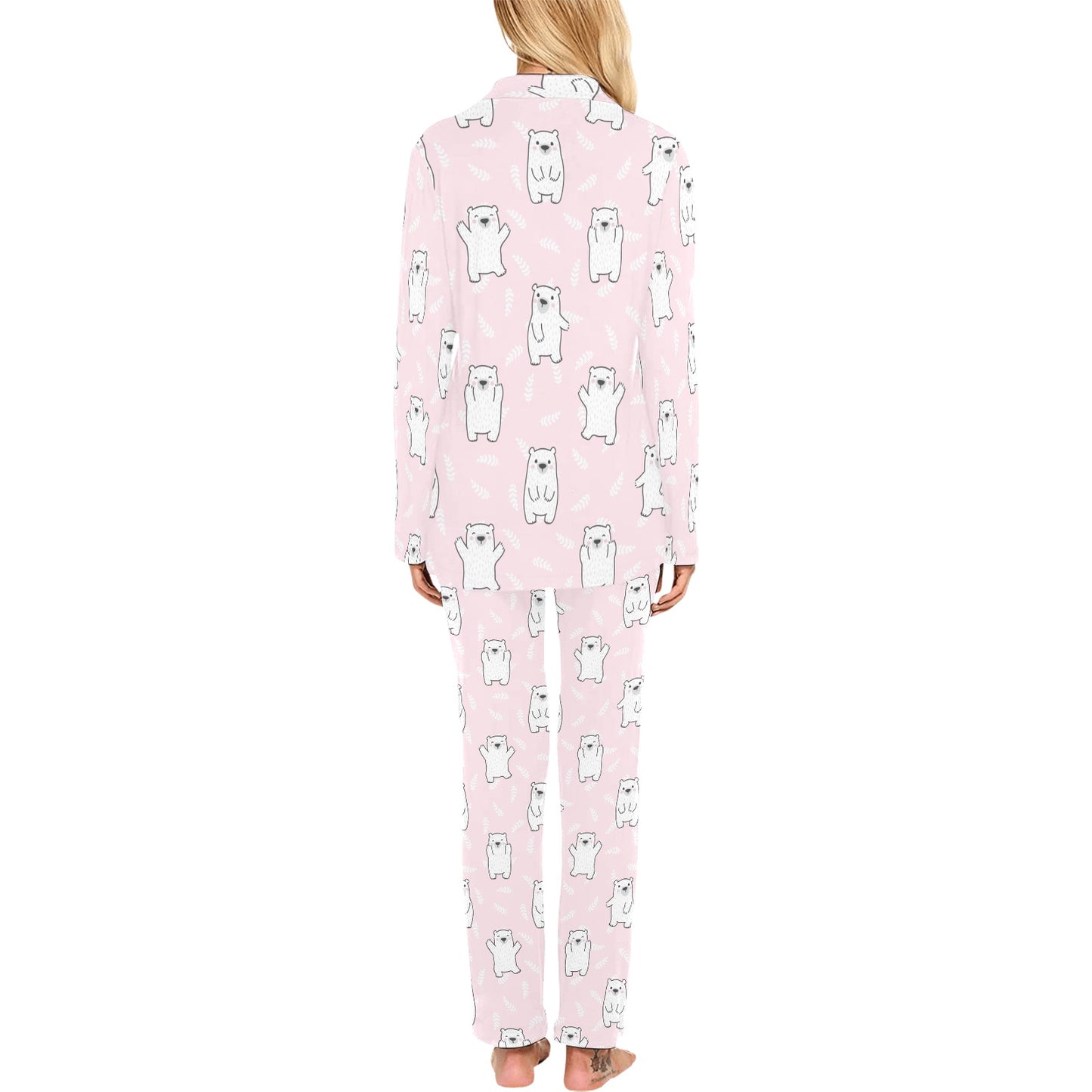 Polar Bear Pattern Print Design PB09 Women's Long Pajama Set