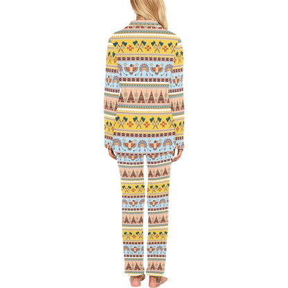 Native American Pattern Design Print Women's Long Pajama Set