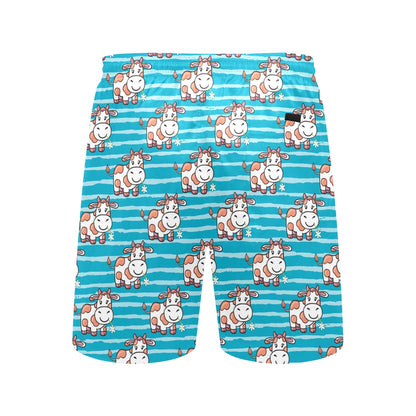 Cow Cute Print Pattern Men's Swim Trunks Beach Shorts