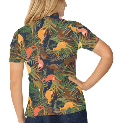 Kangaroos Pattern Print Design 07 Women's Polo Shirt