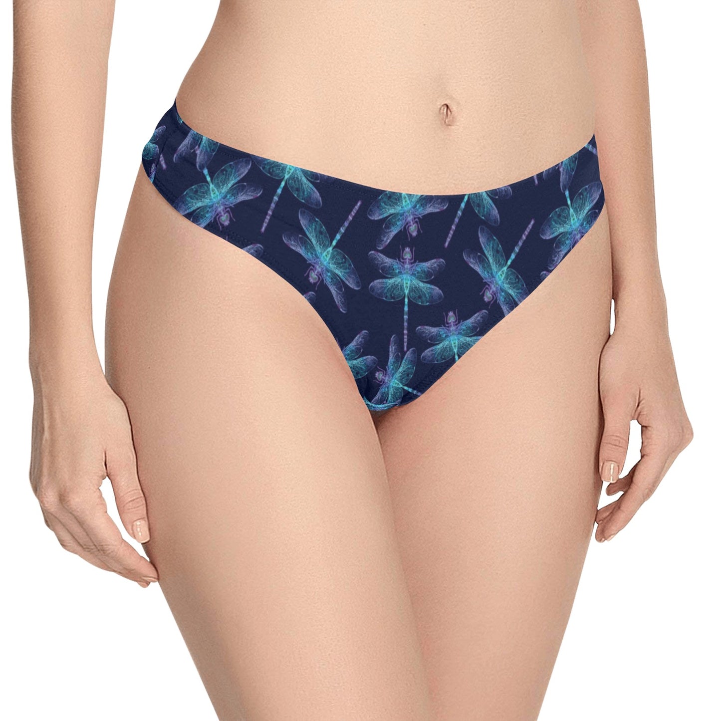Dragonfly Hand Drawn Style Print Women's Thongs