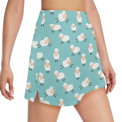 Sheep Print Design LKS406 17" Golf & Pickleball Skort with Pockets