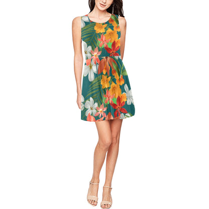 Amaryllis Pattern Print Design AL06 Sleeveless Dress