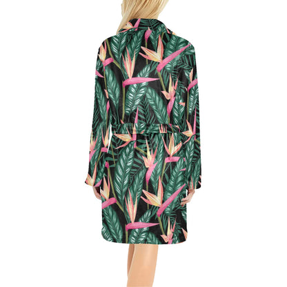 Bird Of Paradise Pattern Print Design BOP03 Women's Fleece Robe