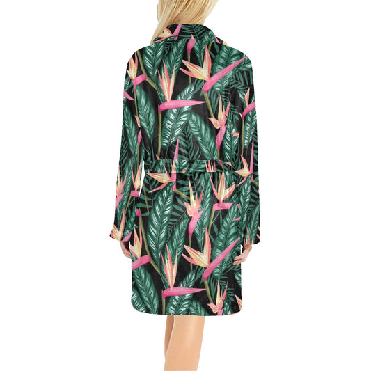 Bird Of Paradise Pattern Print Design BOP03 Women's Fleece Robe