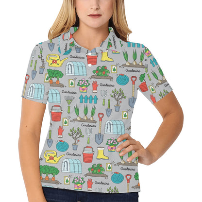 Gardening Pattern Print Design G07 Women's Polo Shirt