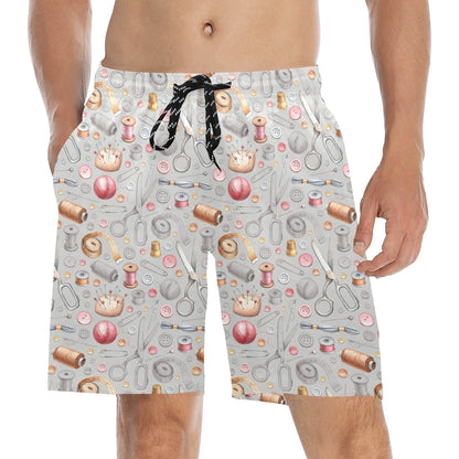 Sewing Equipment Print Design LKS302 Men's Swim Trunks Beach Shorts