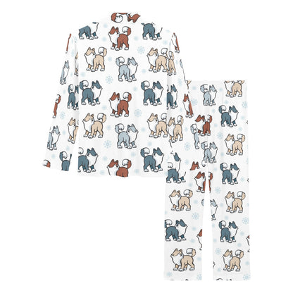 Alaskan Malamute Pattern Print Design 02 Women's Long Pajama Set
