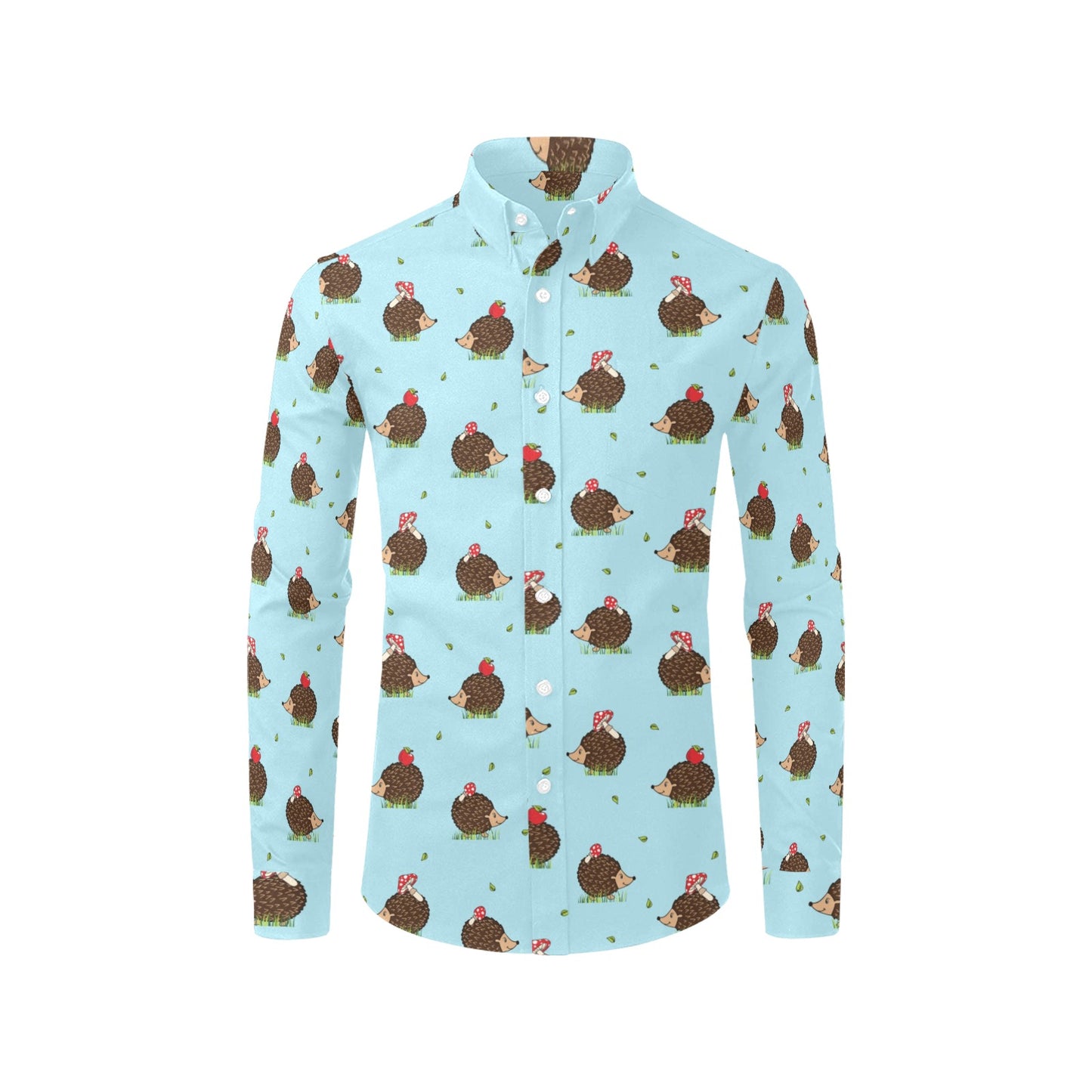 Hedgehog Print Design LKS402 Men's Long Sleeve Dress Shirt