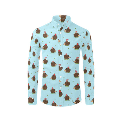 Hedgehog Print Design LKS402 Men's Long Sleeve Dress Shirt