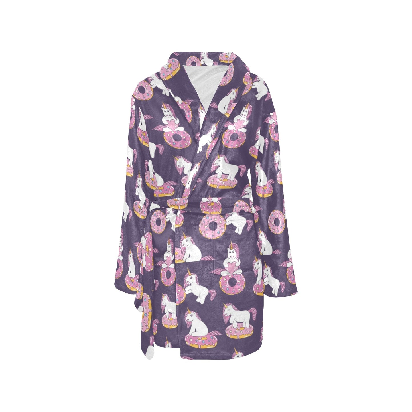 Donut Unicorn Pattern Print Design DN011 Women's Fleece Robe