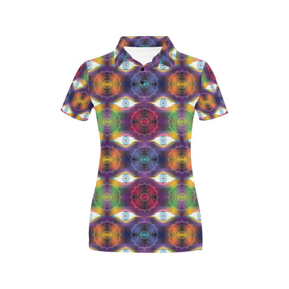 Chakra Eye Print Pattern Women's Polo Shirt