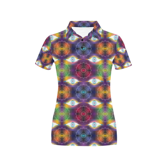 Chakra Eye Print Pattern Women's Polo Shirt