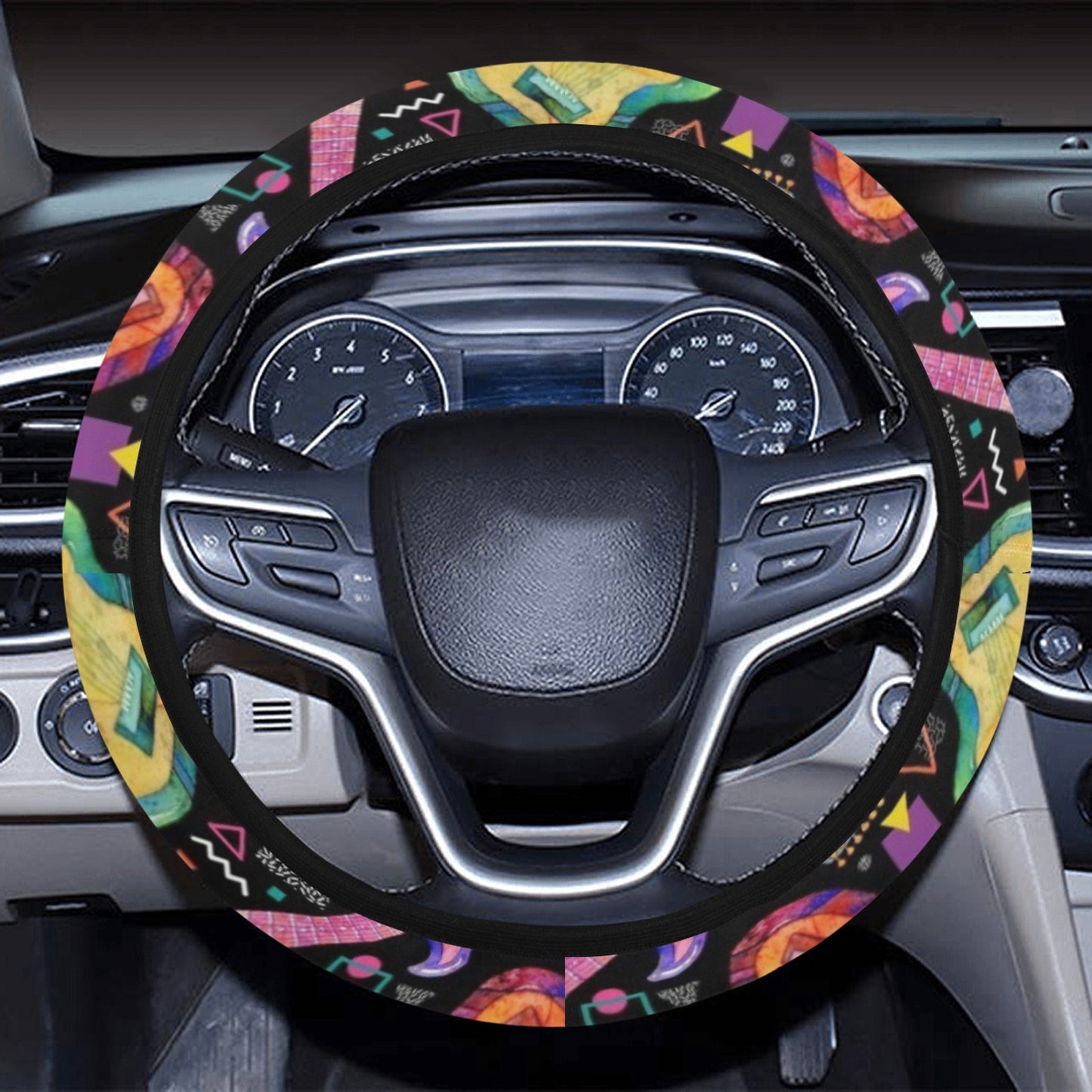 Electric Guitar Print Design LKS403 Steering Wheel Cover with Elastic Edge