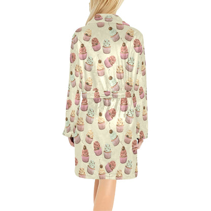Cupcake Pattern Print Design 04 Women's Fleece Robe