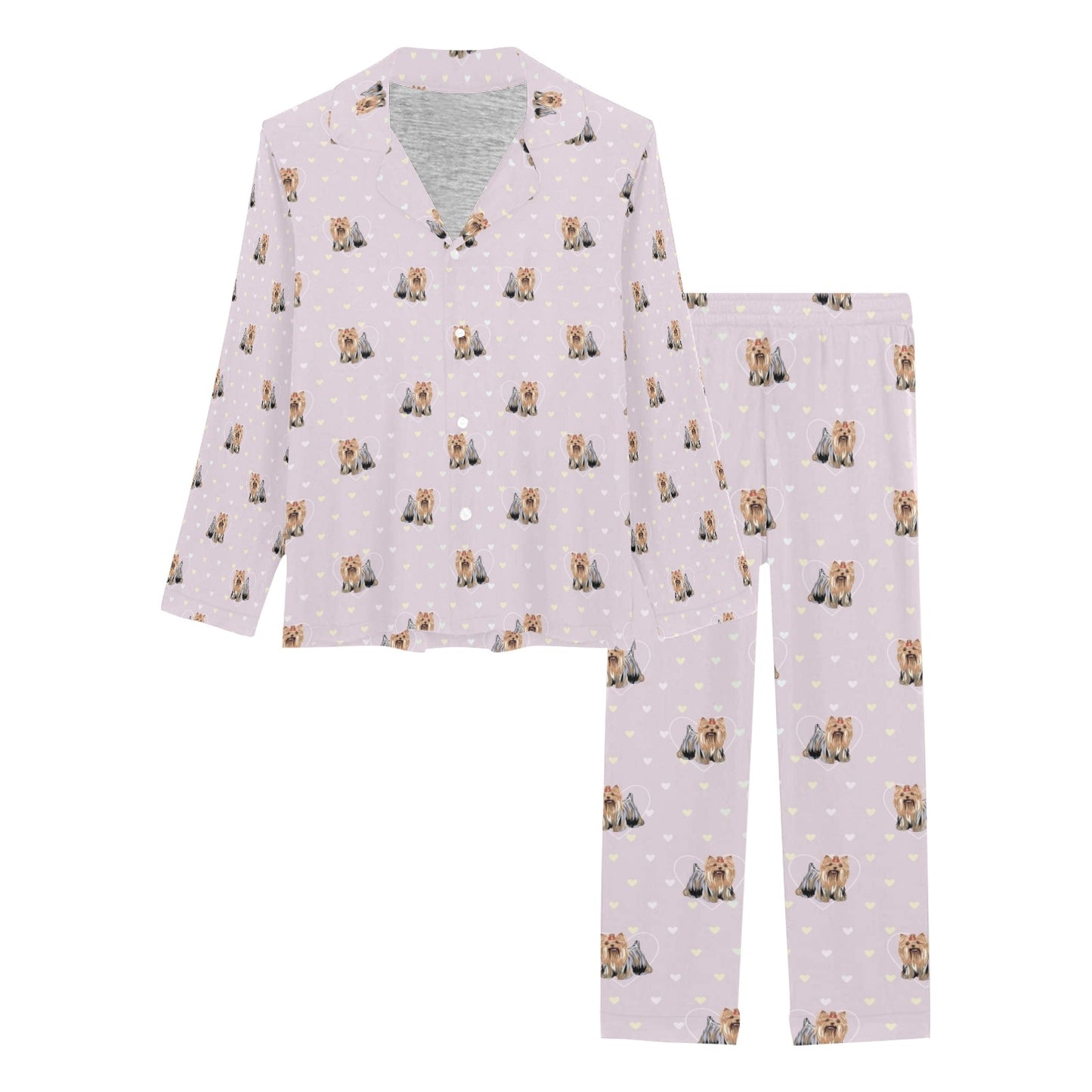 Yorkshire Terriers Print Design LKS302 Women's Long Pajama Set