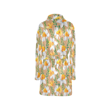 Daffodils Pattern Print Design DF04 Women's Fleece Robe