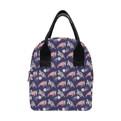 Sea Turtle With Jelly Fish Print Design LKS301 Insulated Lunch Bag
