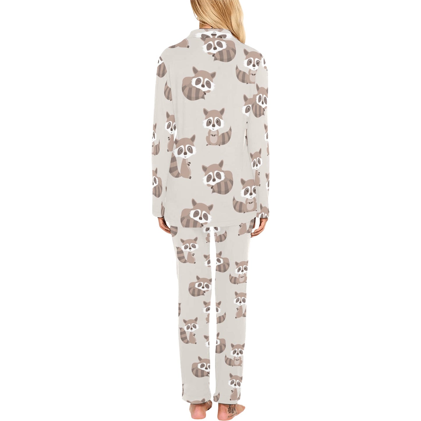 Raccoon Pattern Print Design A05 Women's Long Pajama Set
