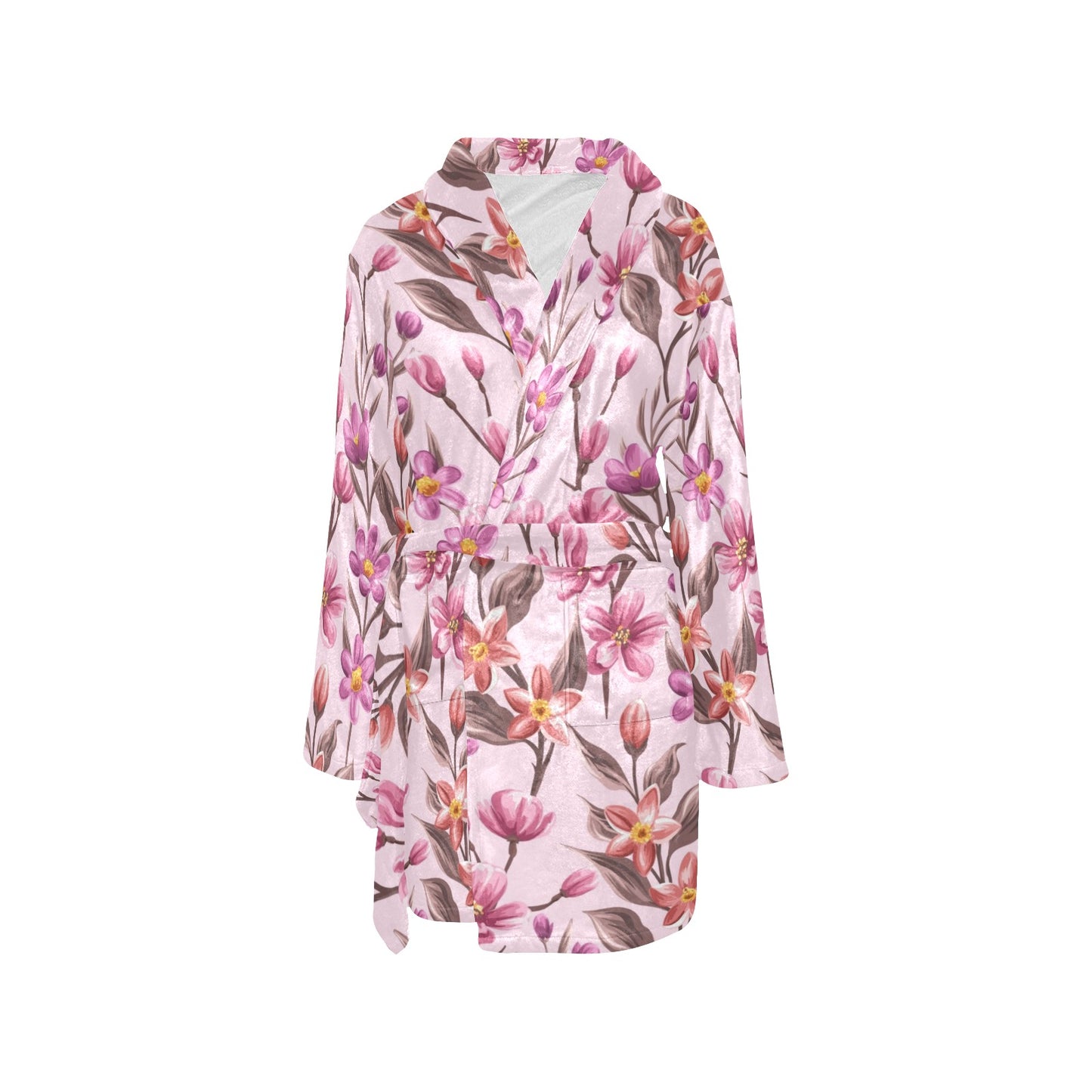 Summer Floral Pattern Print Design SF09 Women's Fleece Robe
