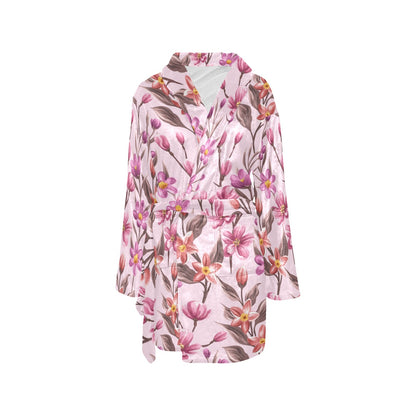 Summer Floral Pattern Print Design SF09 Women's Fleece Robe