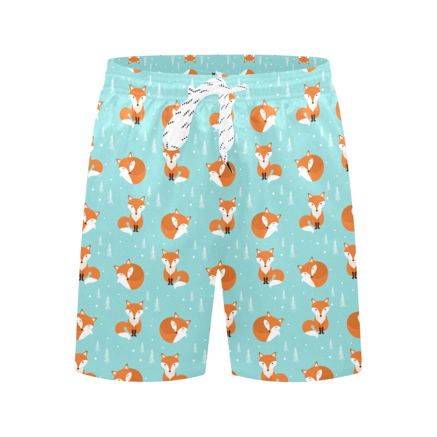 Fox Design Snow Print Pattern Men's Swim Trunks Beach Shorts